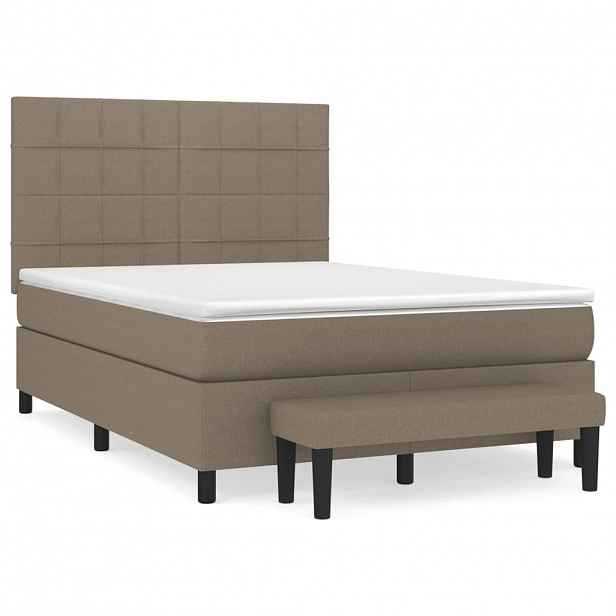 vidaXL Box spring postel s matrací taupe 140x190 cm textil