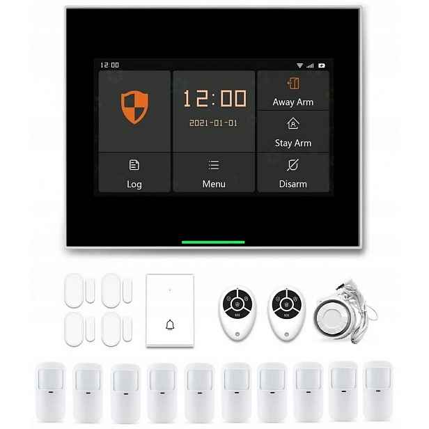 Bezdrátový LCD Alarm 4.3' Gsm WiFi Zvonek Tuya Smart 10xPIR