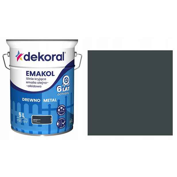 Dekoral Emakol Olejo-alkydový Smalt 5L Antracit Lesk RAL7016