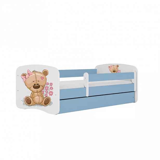 Dětská postel Babydreams+SZ modrá 70x140 Medvídek s kytičkami
