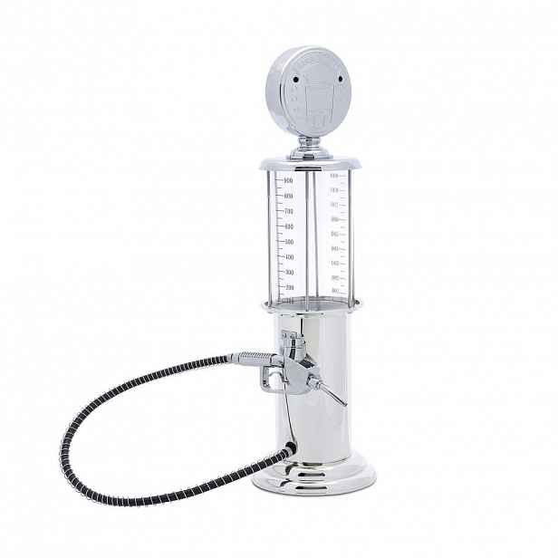 Relaxdays DÁVKOVAČ Stříbrný chromovaný ve tvaru čerpacího stojanu se výčepní pistolí 900 ml