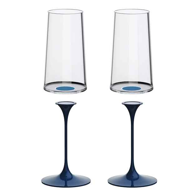 Sada 2 sklenice flétna + 2 stopky Trebonn SplitGlass, 2 ks Barva: modrá
