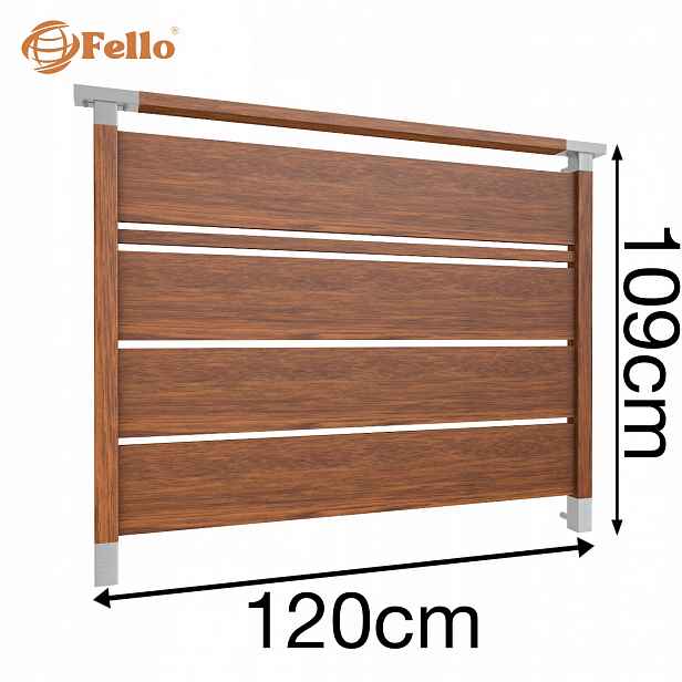 Solid 109 Francouzský balkon 120 cm Francouzská zábradlí z ocel a hliníku Dřevo