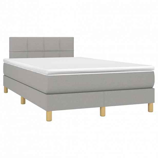 vidaXL Box spring postel s matrací světle šedá 120x190 cm textil