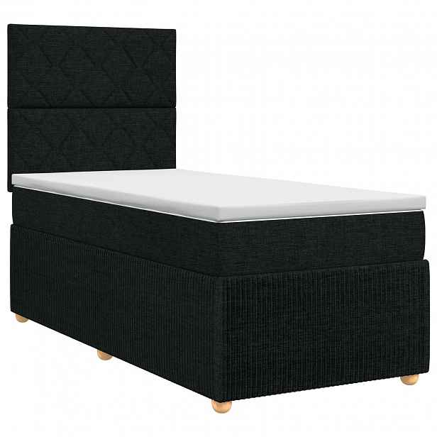 vidaXL Postel boxspring s matrací s čelo Černá 90 x 200 cm Textil