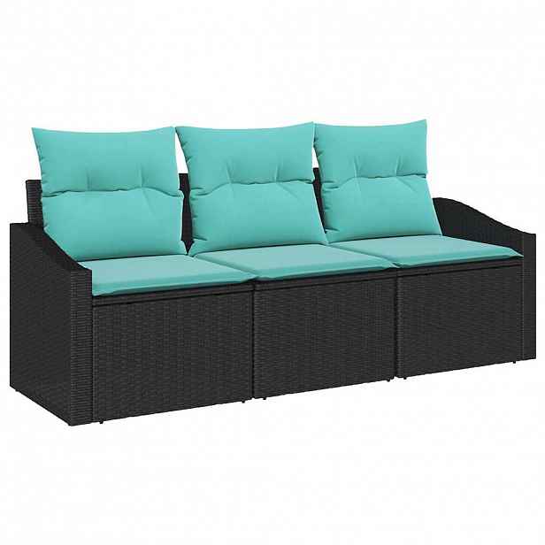 vidaXL Set pohovek 3 ks Černá polyratan