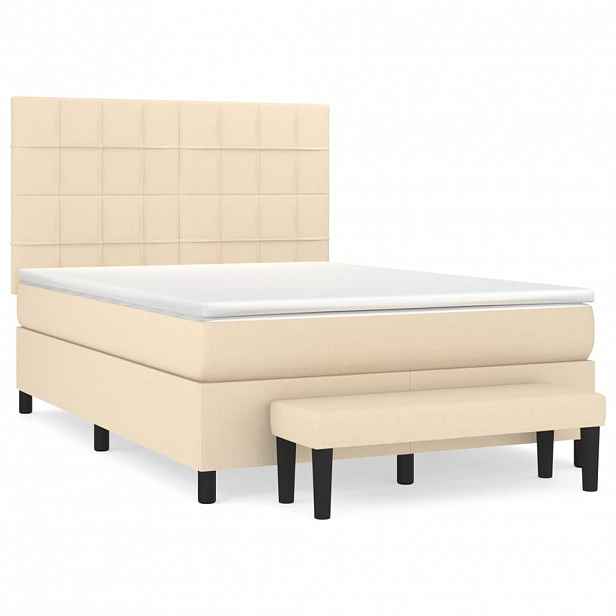 vidaXL Box spring postel s matrací krémová 140x190 cm textil