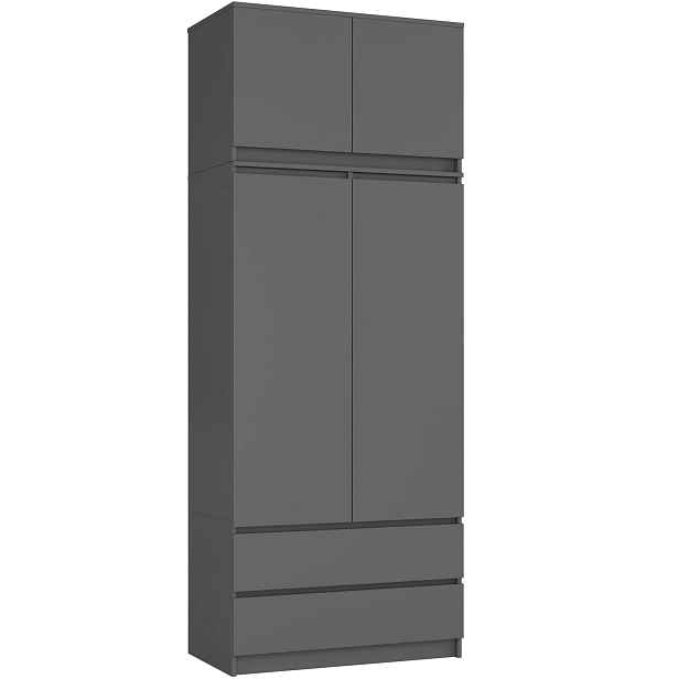 Ak furniture Šatní skříň s nástavcem CLP S90 90 cm grafit
