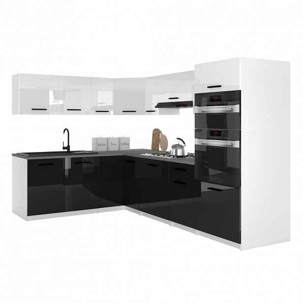 B BELINI GROUP KUCHYŇSKÁ LINKA Italia 8 420 cm , s pracovními deskami, Bílo-černá