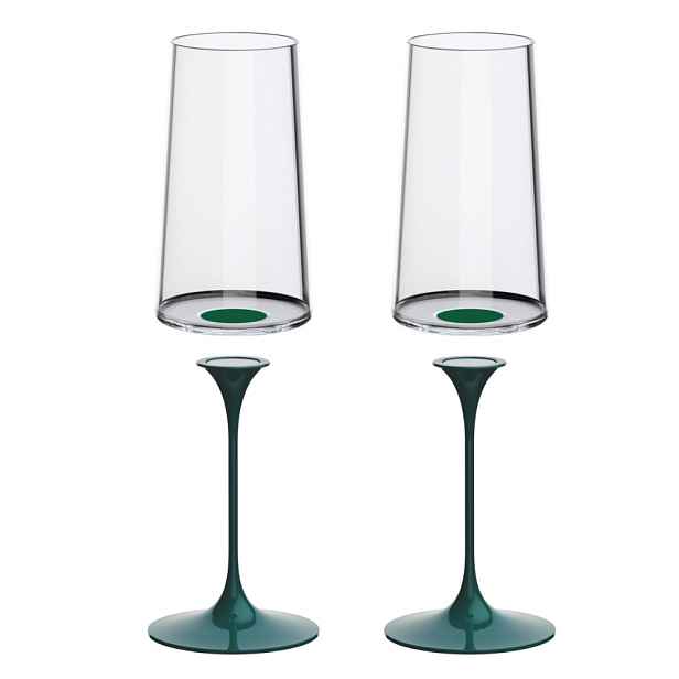 Sada 2 sklenice flétna + 2 stopky Trebonn SplitGlass, 2 ks Barva: zelená