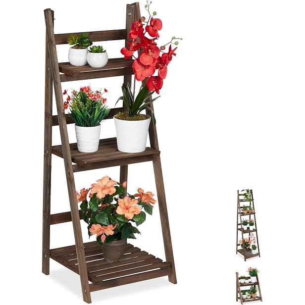 Držák Na Květináč Relaxdays dřevěný 108 cm stojan na květiny do zahrady
