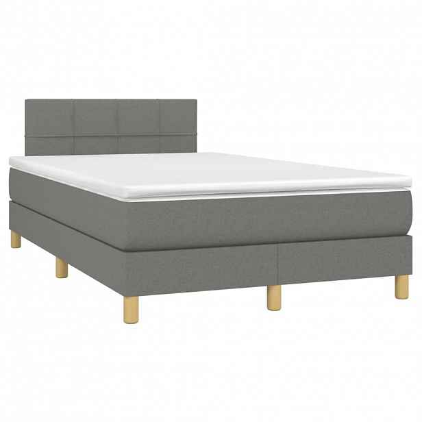 vidaXL Box spring postel s matrací tmavě šedá 120x190 cm textil