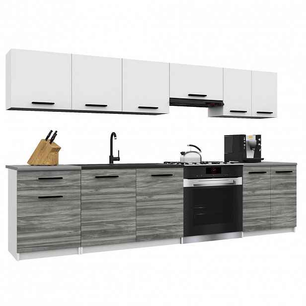 B BELINI GROUP KUCHYŇSKÁ LINKA Italia 2 240 cm, s pracovními deskami, Bílo-šedá Glamour matná