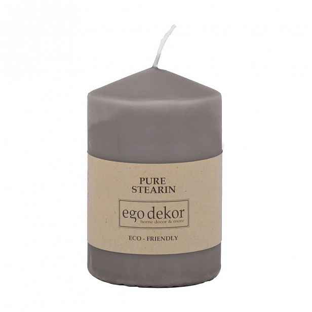 Šedá svíčka Baltic Candles Eco Top, výška 10 cm