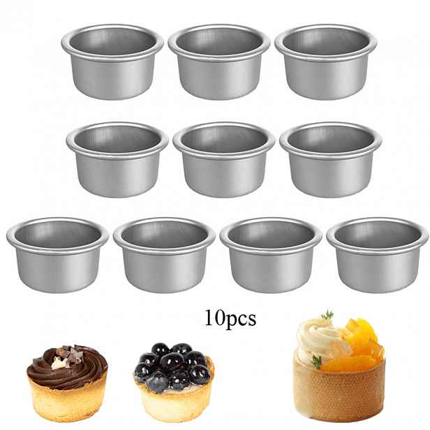 TEMU 10ks Hliníkové Mini Pečicí Košíčky - Malé Opakovaně Použitelné Nástroje na Pečení Brownie, Pudinků a Dortů, Snadné Vyjmutí, Odolné proti