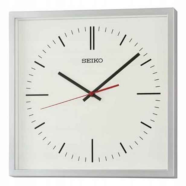 Čitelné Klasické Stříbrné Čtvercové Japonské Hodiny Seiko QXA868A 31 cm