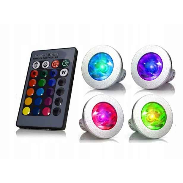 Set 4x Halogen Led Rgb Barevné GU10 +dálkový Ovladač