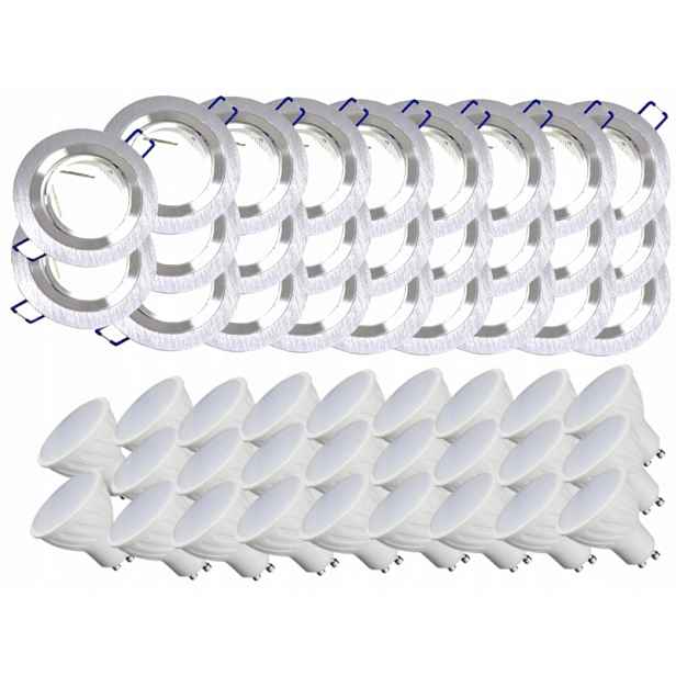 26x Aluminiová Lampa Inox Bodové Osvětlení Led Žárovky 10W
