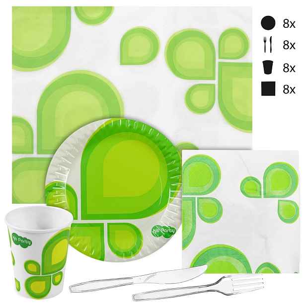 FunPlay 5775 Jednorázová souprava nádobí na party s ubrusem v boxu 120x160cm, 41 ks