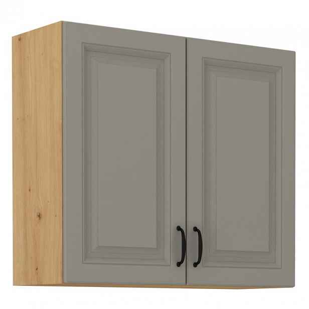 Horní kuchyňská skříňka SOPHIA - šířka 80 cm, světle šedá / dub artisan