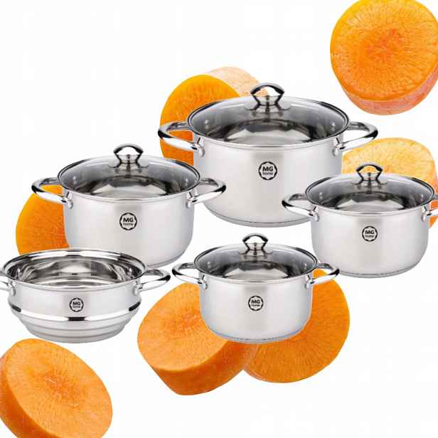 Mg Home Lauro Sada 4 Ocelových Hrnců Sada 9 Dílů Inox Indukce