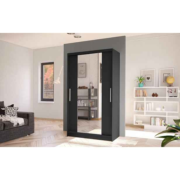 Moderní šatní skříň BRUNO 2 - šířka 100 cm, černý
