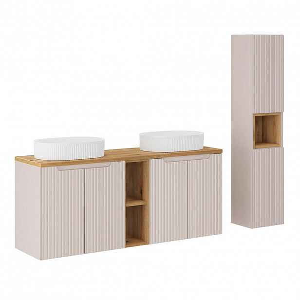 Petits-meubles KOUPELNOVÝ NÁBYTEK 140.4cm Riva 2er-Set Kašmír a dřevo