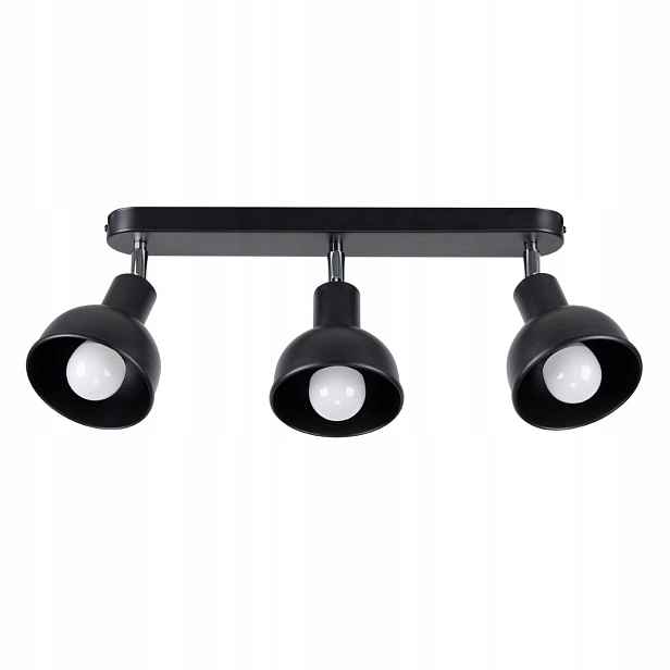 Sollux Stropní svítidlo trojitá černá 3 reflektory pohyblivé loft retro 59 cm