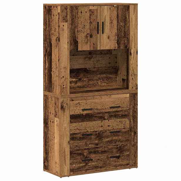 vidaXL Vysoký bufet Staré dřevo 80 x 33 x 150 cm Kompozitní dřevo