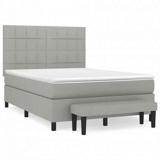 vidaXL Box spring postel s matrací světle šedá 140 x 200 cm textil
