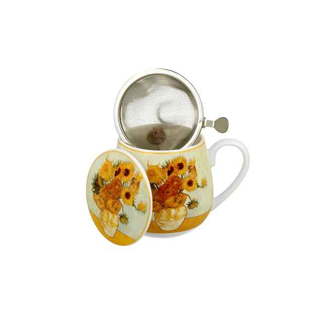 Duo Porcelánový hrnek Van Gogh Slunečnice s infuzérem 430 ml vícebarevný