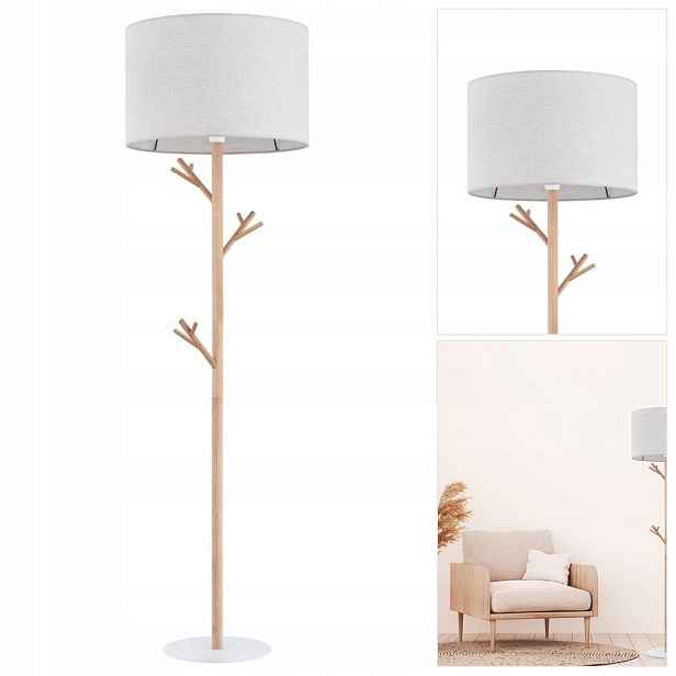 Stojací lampa šedá Albero Linen s harmonickým designem v obývacím pokoji Tk Lighting