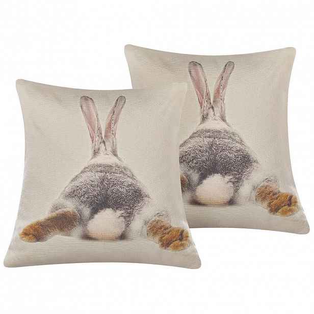 Beliani DEKORATIVNÍ POLŠTÁŘ sada 2 ks Taupe 45/45 cm Buxus