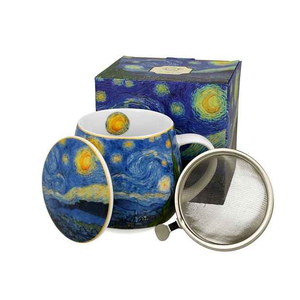Duo Porcelánový hrnek Van Gogh Starry Night se sítkem 430 ml vícebarevný