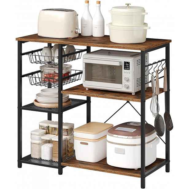 Kuchyňský Regál Na Mikrovlnnou Troubu Woltu Police Košíky Rám Kov 90 X 40 X 82