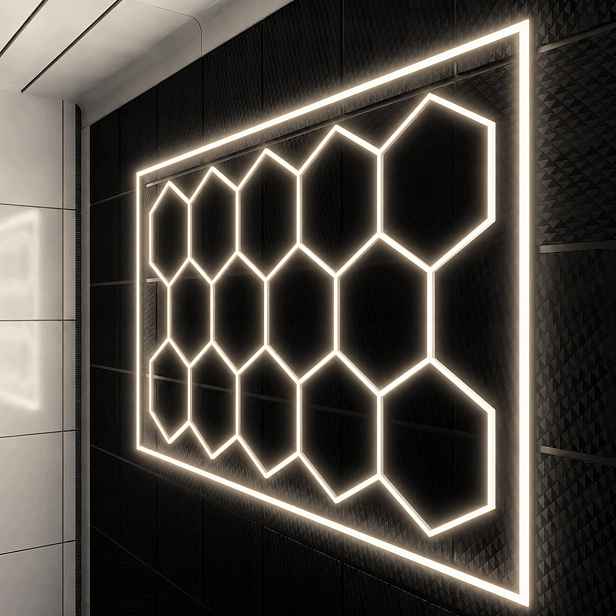 Led stropní panel bílý 4000K 399W Hexagon 14 garážový servis detailing