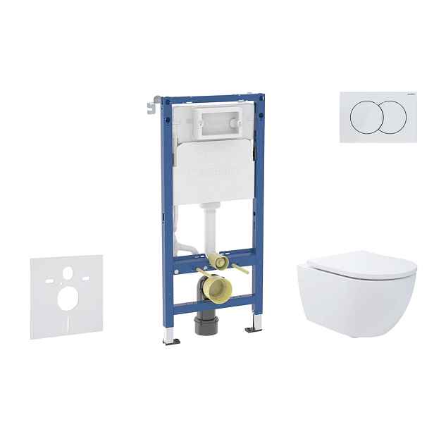 SANITINO - Set předstěnové instalace, klozetu Oudee a sedátka softclose, tlačítko Delta01, alpská bílá SANI11CA31157