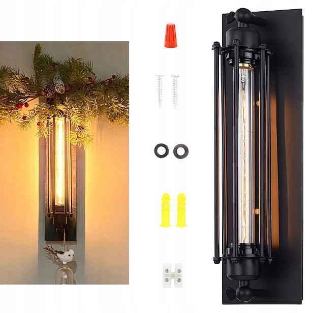 Retro lampa Starožitná nástěnná lampa Vintage Industrial Klec Nástěnná lampa Pokoj 1 Ks