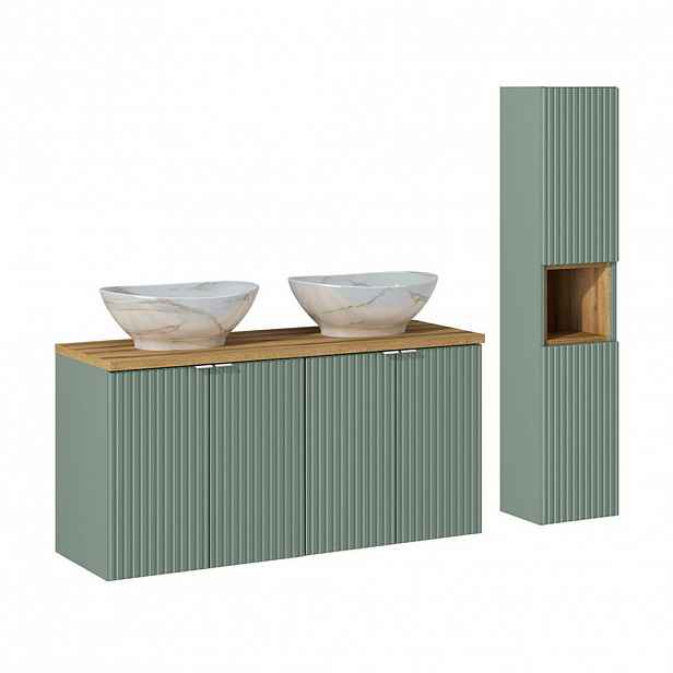 Petits-meubles KOUPELNOVÝ NÁBYTEK 120cm Jade 2er-Set Zelená a dřevo