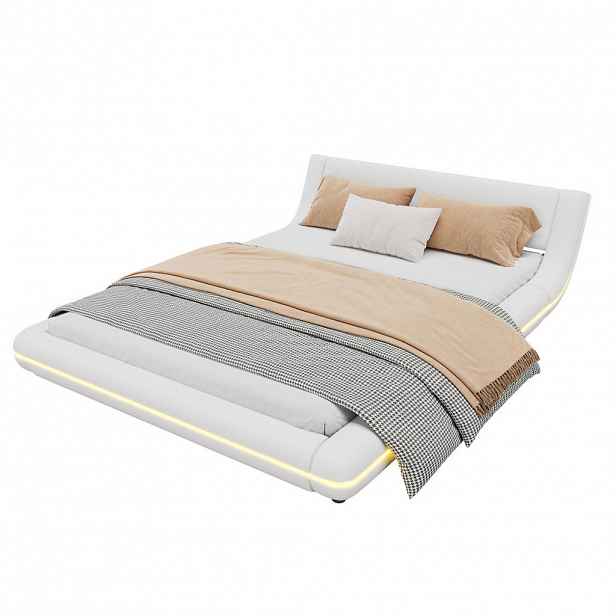 Redom POSTEL 140/200 cm s LED osvětlením a snadnou údržbou, PU/MDF, Bílá