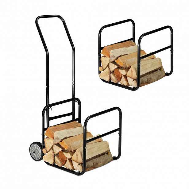 Relaxdays VOZÍK Černý ocelový s odnímatelným košem 112 cm