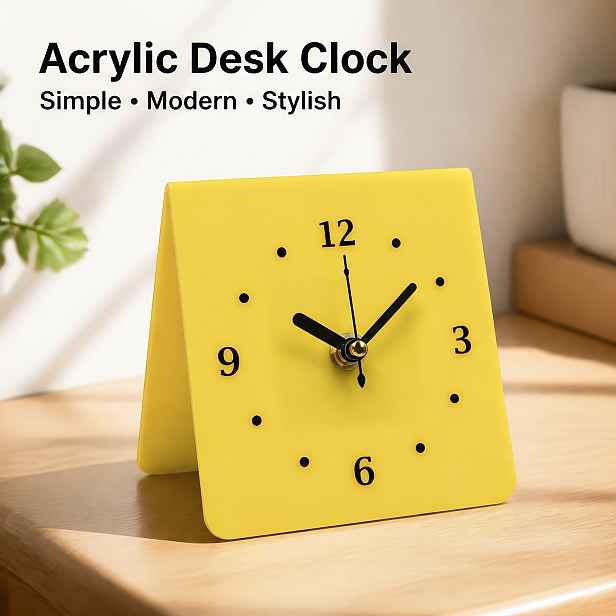 TEMU 1ks Žluté skládací akrylátové stolní hodiny, moderní minimalistické stolní hodiny, lehce luxusní dekorativní stolní hodiny, vhodné pro ložnici k