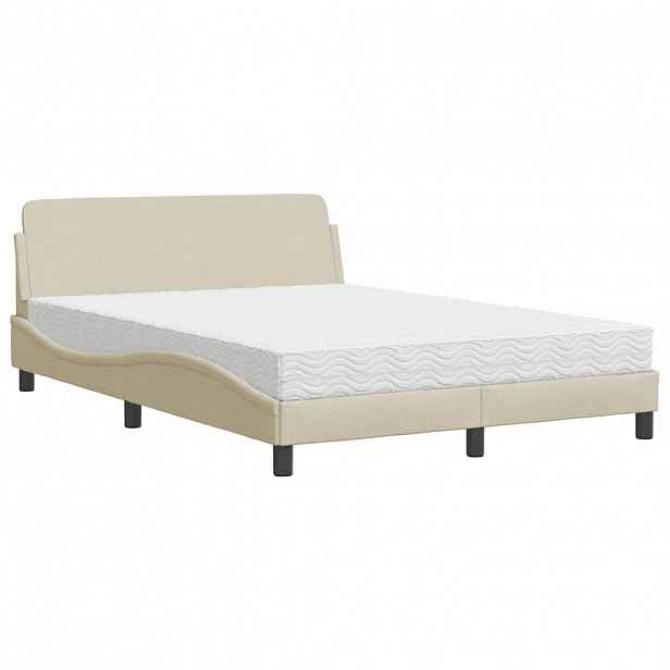vidaXL Postel s matrací Dover krémová 140 x 190 cm textil