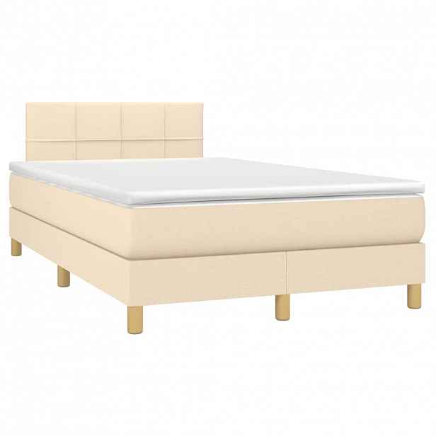 vidaXL Box spring postel s matrací krémová 120x190 cm textil