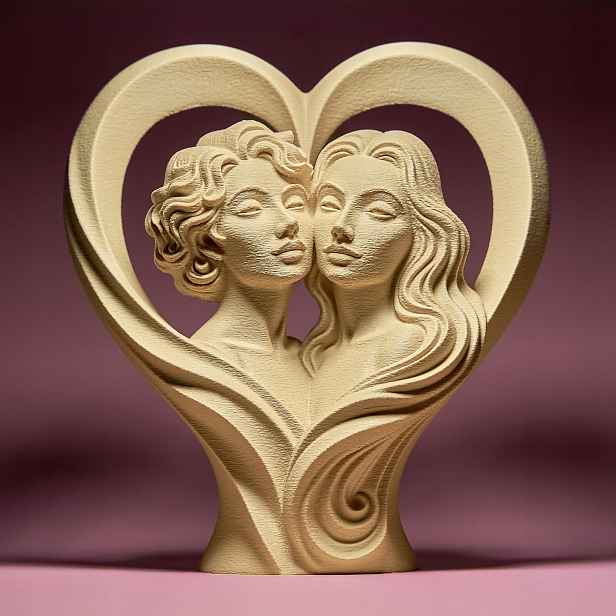 Dvě zamilované ženy Figurka Soška Dekorace 3D tisk 15 cm Valentýn