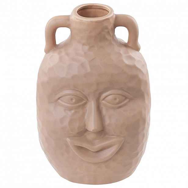 Beliani KVĚTINOVÁ VÁZA Porcelán béžová Veria