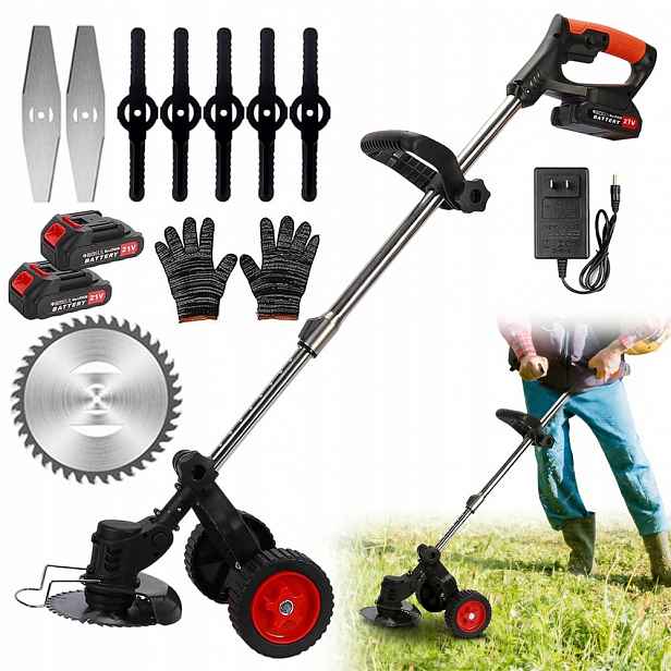 Elektrický vyžínač s 2 akumulátory pro zahradu a domácí trávník