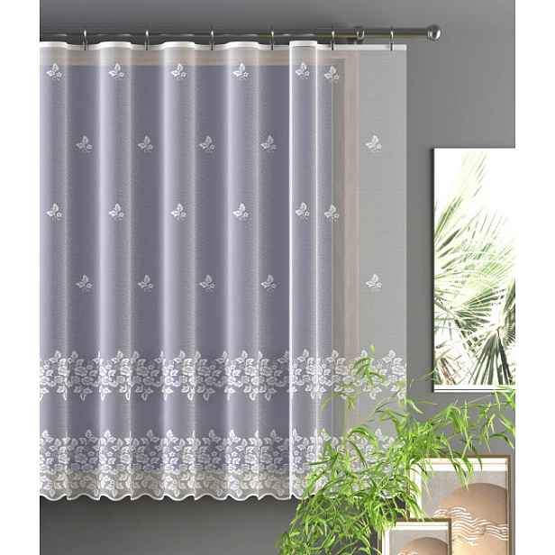 Mg Záclona žakár 652/387 Bílá 240x220 cm Hotová S Páskou K