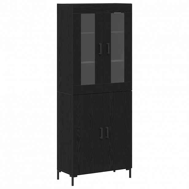 vidaXL Vysoký bufet 2 ks Černý dub 69,5 x 34 x 180 cm Kompozitní dřevo