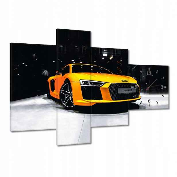 Hodiny 100x70 Žluté Audi R8